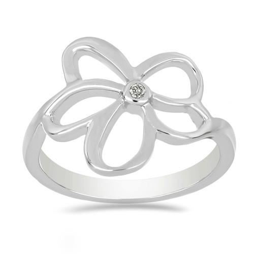 BUY REAL WHITE DIAMOND  FLOWER RING IN 925 SILVER